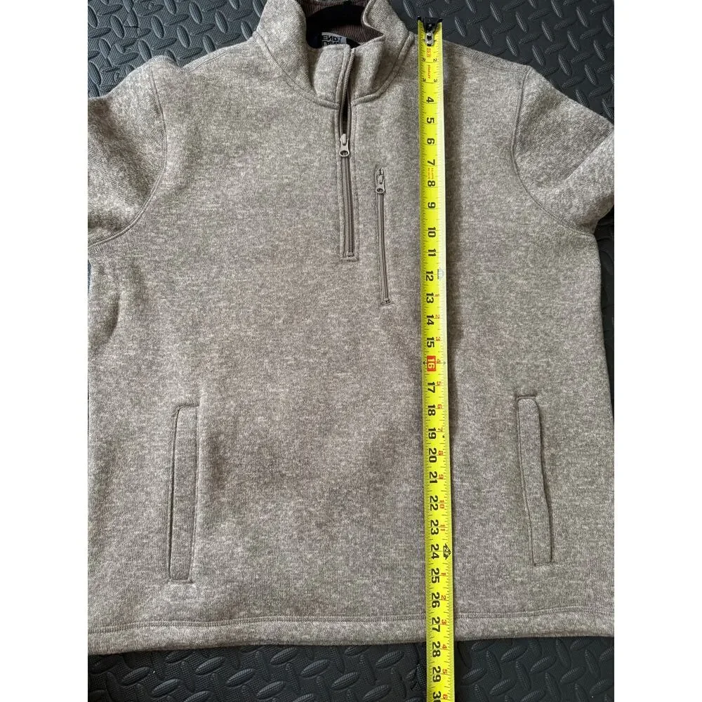 NEW Lands’ End Mens Large 1/4 Zip Fleece Brown Pullover Quarter Zip Sweater - Picture 7 of 9